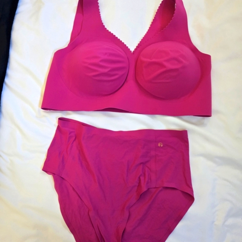Evelyn & Bobbie Seamless Pink Bra and Panty Set